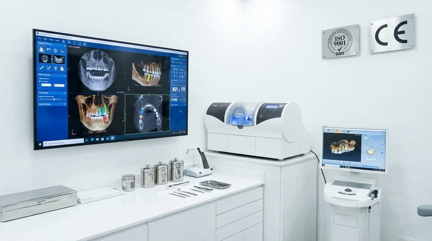 Professional multilingual dental consultation in modern Morocco clinic with 3D imaging