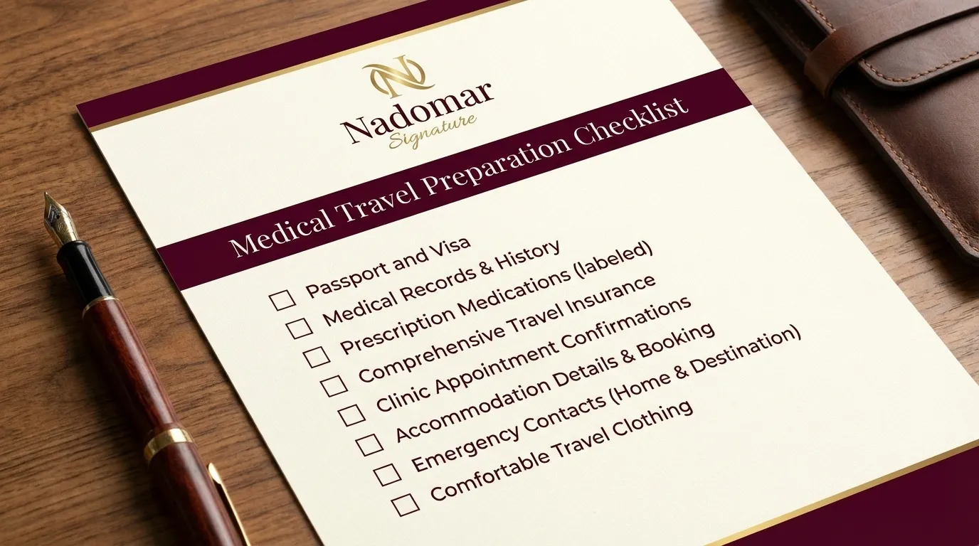 Downloadable medical travel preparation checklist with organized items and checkboxes